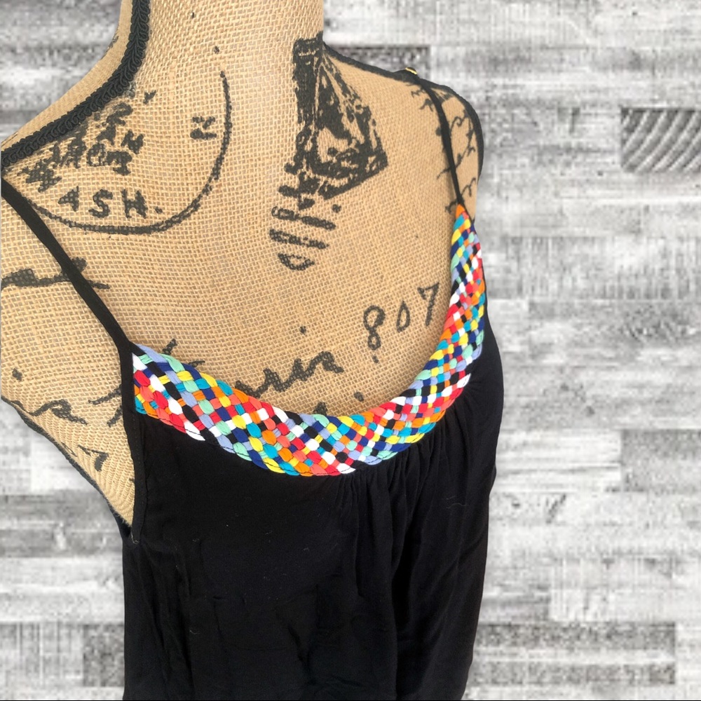 Backless Festival Dress with Rainbow Braid Accent - Women’s Small